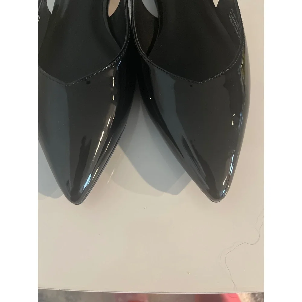 Madden Girl Delaneyy Black Patent Pointed Toe Slingback Flats Shoes Size 10M